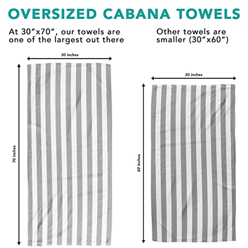 Arkwright Oversized Striped Beach Towels - Absorbent, Quick Drying, Ringspun Cotton Bulk Pool Towel, Perfect for Gym, Bath, and Spa, 30 x 70 in, (Pack of 4), Beige